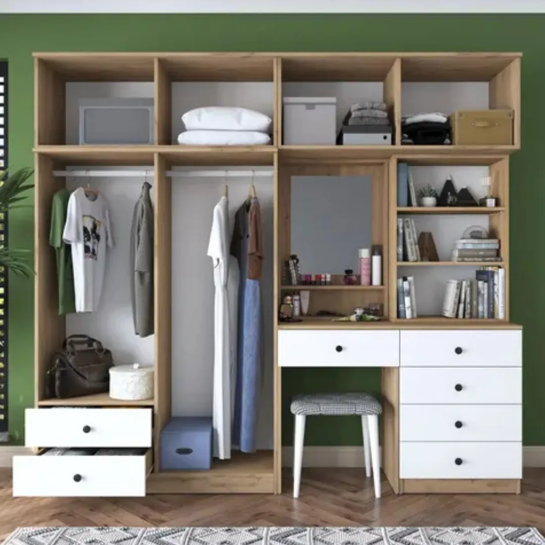 Dressing Mural Modulaire XXL Blanc – Grande Capacité avec Tiroirs et Rangement Haut