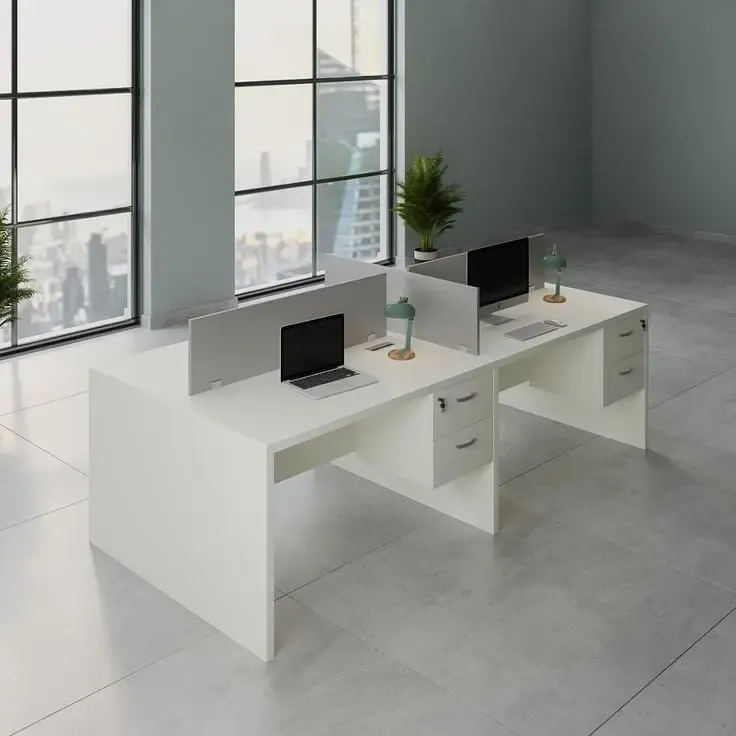 Bureau double moderne pour un espace de travail collaboratif