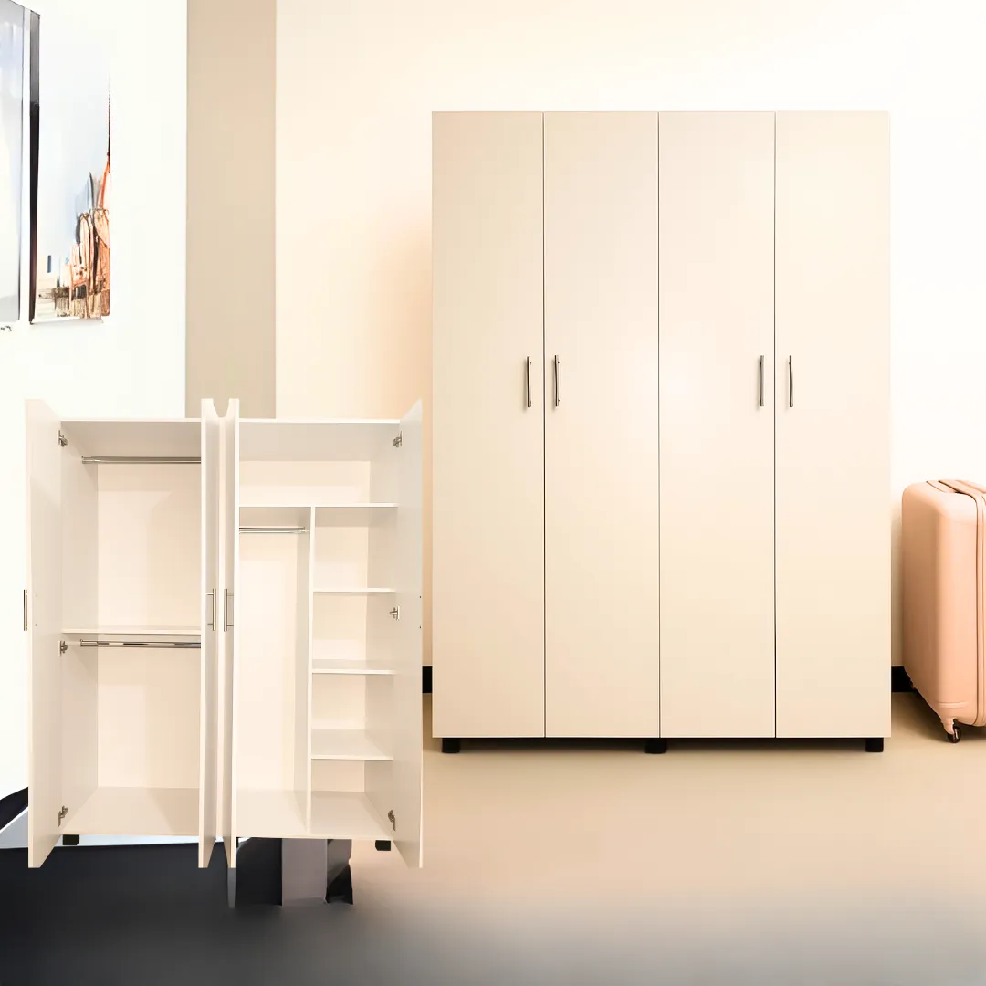 Dressing Penderie Blanc 4 Portes – Grand Rangement Chambre Spacieux